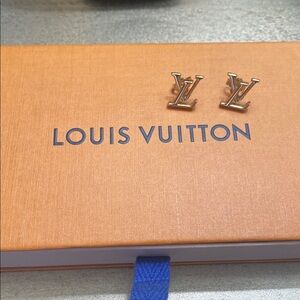 Louis Vuitton Gold Logo Stud Earrings